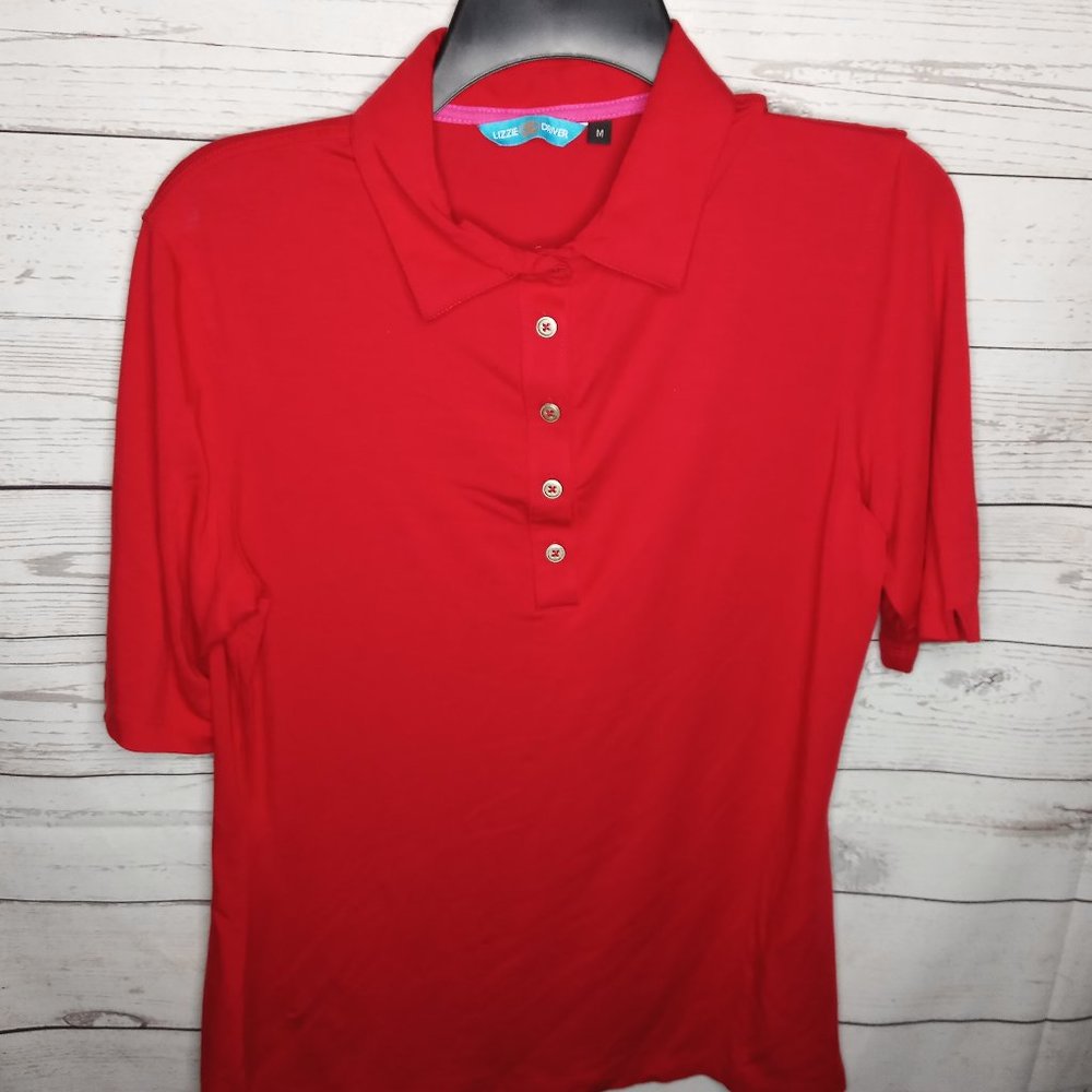 LIZZIE DRIVER WOMEN'S SZ MEDIUM RED GOLF TOP